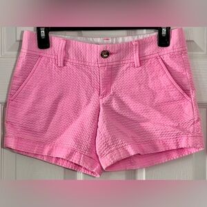 Lilly Pulitzer Callahan Shorts Pink Textured Cotton Size 00 Spring Easter